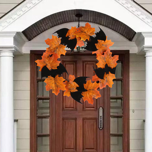 Halloween Bat Garland Pendant Bar Decoration Window Door Hanging Halloween Maple Leaf Garland