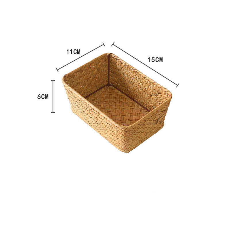 Nordic Rattan Bamboo Woven Storage Basket Seaweed Storage Box Woven Storage Basket