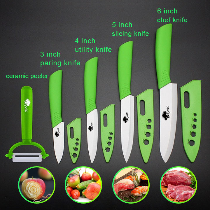 Five-piece zirconia white blade ceramic knife set