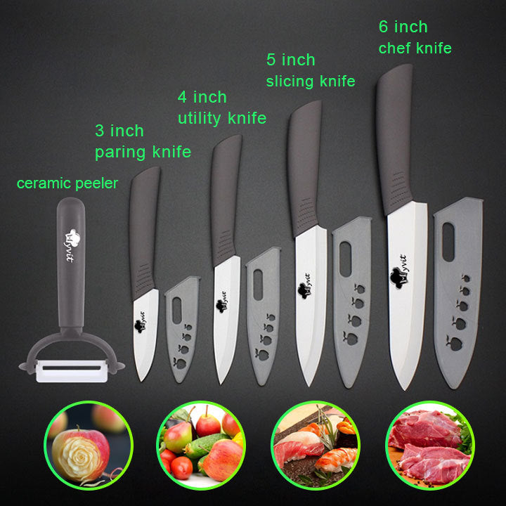 Five-piece zirconia white blade ceramic knife set