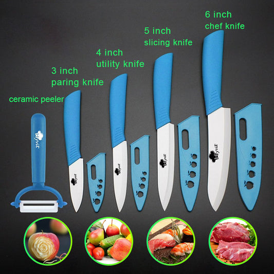 Five-piece zirconia white blade ceramic knife set