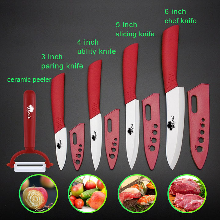 Five-piece zirconia white blade ceramic knife set