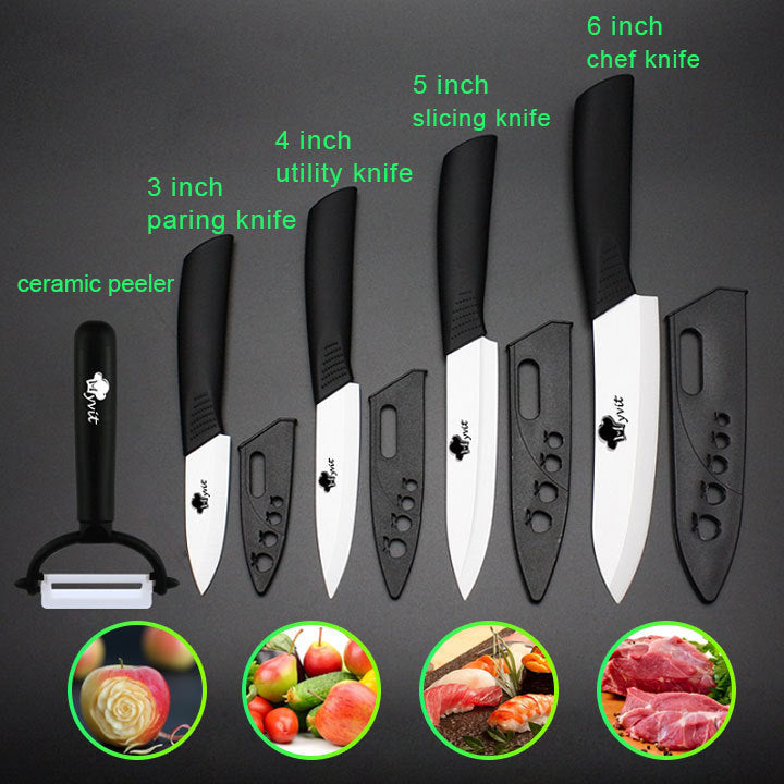 Five-piece zirconia white blade ceramic knife set