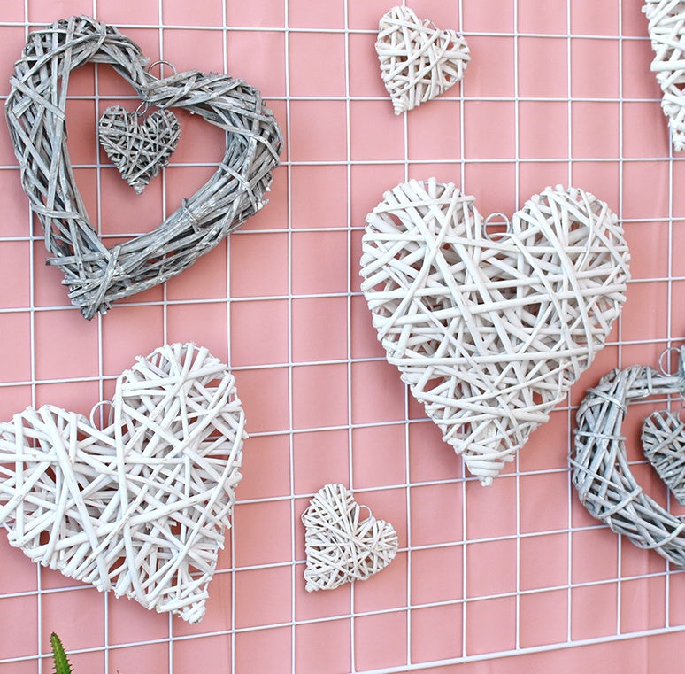 hanging hearts gray white artificial wreaths