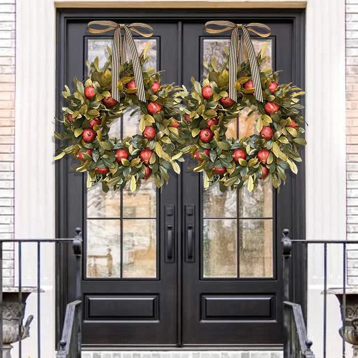 Autumn Pomegranate Garland Simulation Green Plant Door Hanging Decoration